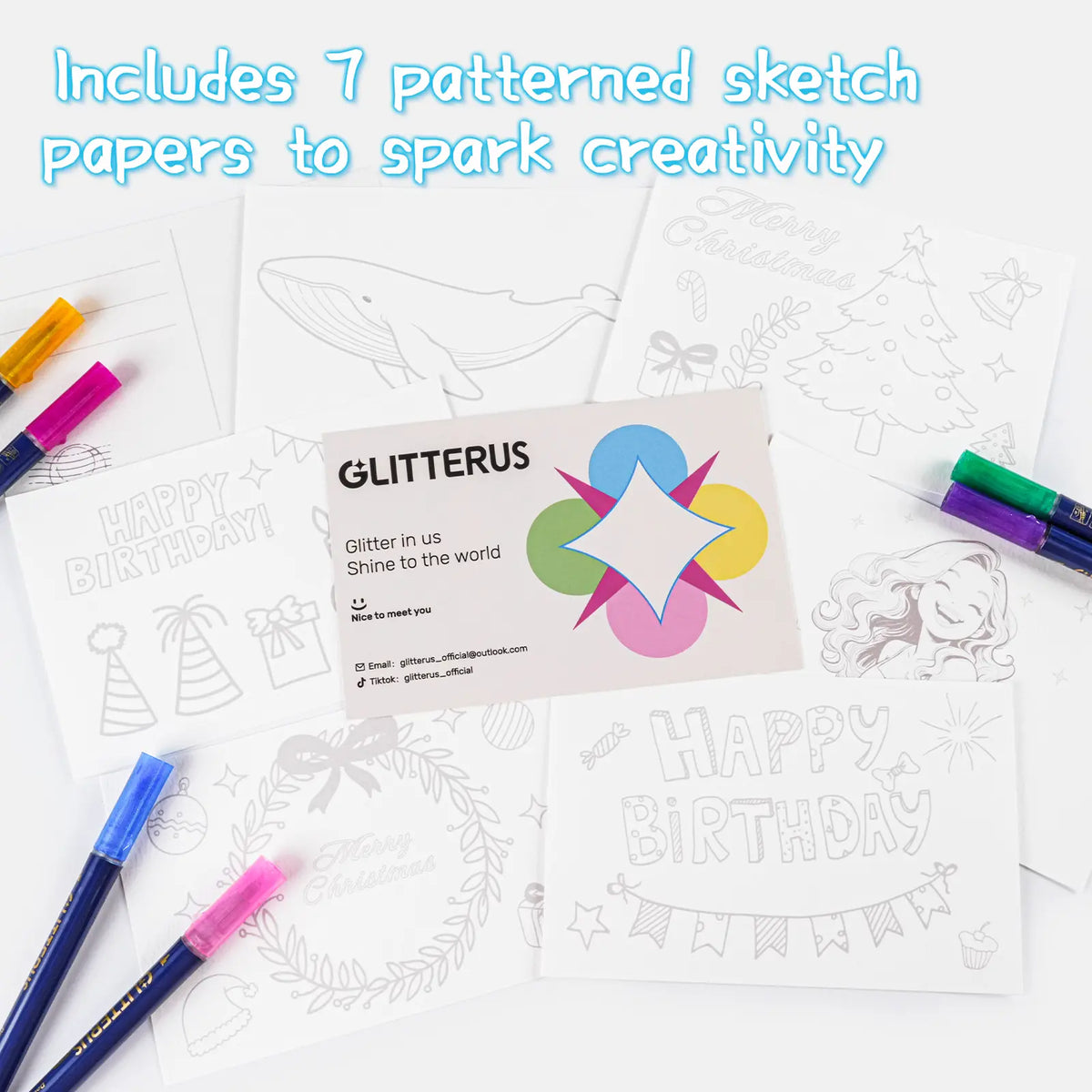 ✨ Glitter Outline Shimmer Markers & Gel Pens | Sparkle Art & Craft Pens for Drawing, Journaling & DIY