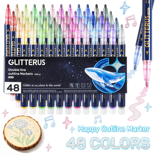 ✨ Glitter Outline Shimmer Markers & Gel Pens | Sparkle Art & Craft Pens for Drawing, Journaling & DIY