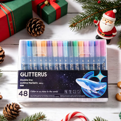 ✨ Glitter Outline Shimmer Markers & Gel Pens | Sparkle Art & Craft Pens for Drawing, Journaling & DIY