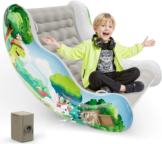 🧸 Inflatable Sensory Rocking Chair for Kids | Montessori Air Cloud Rocker Sofa for Ages 3–8,Sensory Room Supply for Autism ADHD, Premium Leak-Proof PVC, Portable Inflation, Self-Soothing Motor Skills Training Birthday Cool Gift.